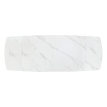 Tavolo BONIFACIO in ceramica bianco statuario e base in metallo verniciato nero, allungabile 140x90 cm - 200x90 cm