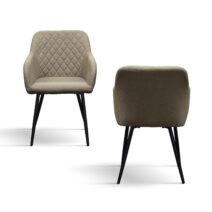 Set di sedie LISBONA in tessuto beige e gambe in metallo nero, con braccioli