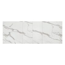 Tavolo VULCANO in legno, finitura bianco statuario e base in legno mdf nero, allungabile 160x90 cm - 240x90 cm