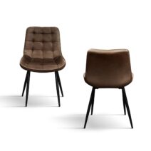 Set di 4 sedie BARCELLONA rivestite in velluto marrone e gambe in metallo nero