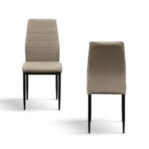 Set di 4 sedie LUBIANA in tessuto beige e gambe in metallo nero opaco