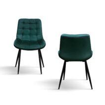 Set di 4 sedie BARCELLONA rivestite in velluto verde scuro e gambe in metallo nero