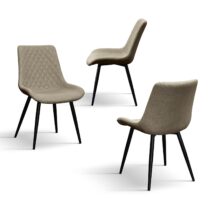 Set di 4 sedie VIENNA in tessuto beige e gambe in metallo nero