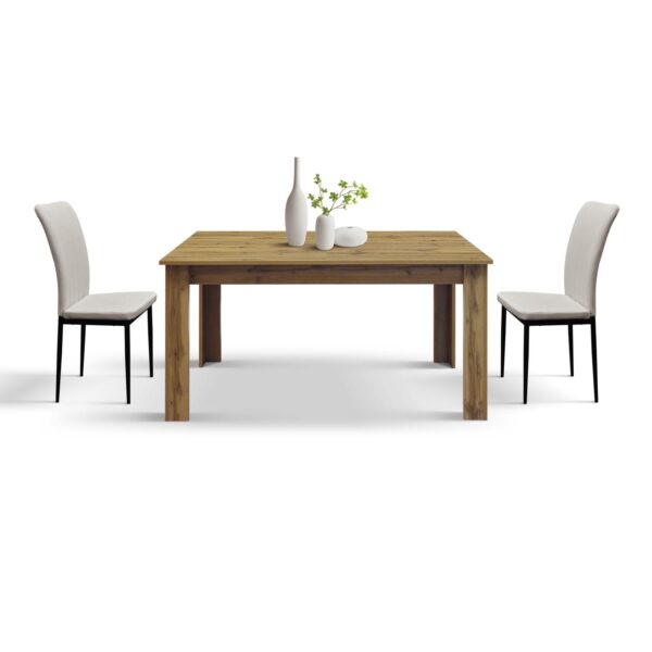 Tavolo ZAGABRIA in legno, finitura rovere rustico, allungabile 140x80 cm - 180x80 cm