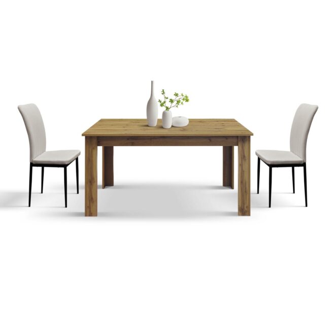 Tavolo ZAGABRIA in legno, finitura rovere rustico, allungabile 140x80 cm - 180x80 cm