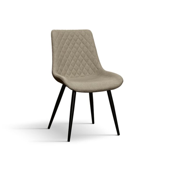 Set di 4 sedie VIENNA in tessuto beige e gambe in metallo nero