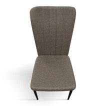 Set di 6 sedie AMSTERDAM in tessuto marrone e gambe in metallo nero