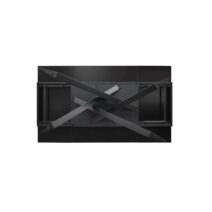 Tavolo CALVI in ceramica, effetto marmo nero e base in metallo verniciato nero, allungabile 160x90 cm-240x90 cm