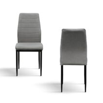 Set di 4 sedie LUBIANA in tessuto grigio e gambe in metallo nero opaco
