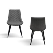 Set di 4 sedie VIENNA in tessuto grigio e gambe in metallo nero
