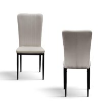 Set di 6 sedie AMSTERDAM in tessuto beige e gambe in metallo nero