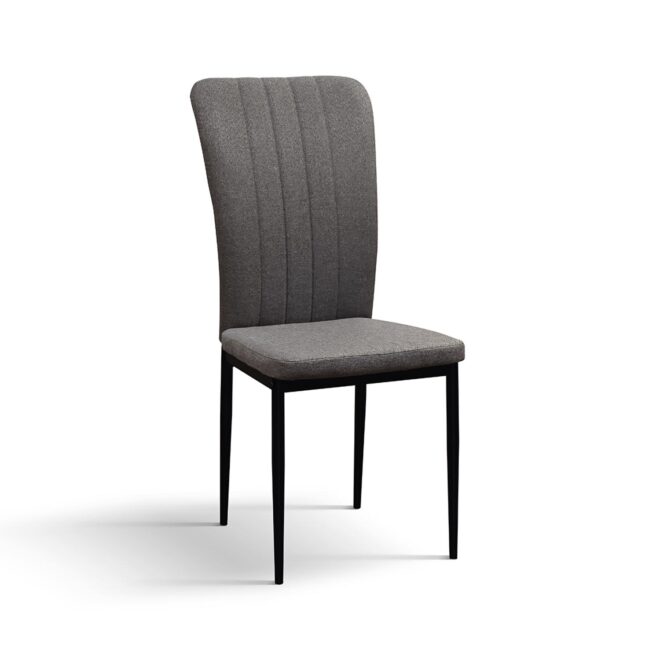 Set di 6 sedie AMSTERDAM in tessuto grigio e gambe in metallo nero