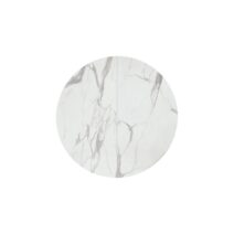 Tavolo rotondo PANTELLERIA in legno, finitura bianco statuario e gambe in metallo nero, allungabile Ø120xH75,3 cm - 170x120x75,3 cm