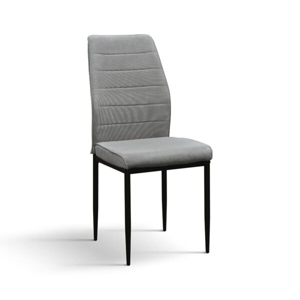 Set di 4 sedie LUBIANA in tessuto grigio e gambe in metallo nero opaco