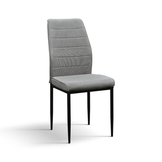 Set di 4 sedie LUBIANA in tessuto grigio e gambe in metallo nero opaco