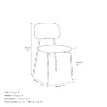 Set di 4 sedie BERLINO in tessuto grigio e gambe in metallo beige