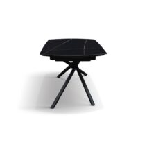Tavolo BONIFACIO in ceramica nero Sahara e base in metallo verniciato nero, allungabile 120x88 cm - 180x88 cm