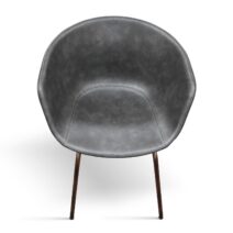 Set di 4 sedie COPENAGHEN rivestite in pelle antracite e gambe in metallo nero