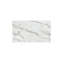 Tavolo VULCANO in legno, finitura bianco statuario e base in legno mdf nero, allungabile 160x90 cm - 240x90 cm