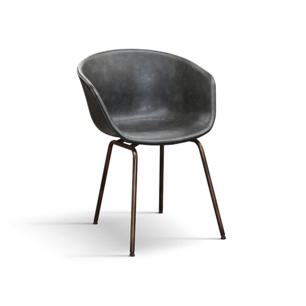 Set di 4 sedie COPENAGHEN rivestite in pelle antracite e gambe in metallo nero
