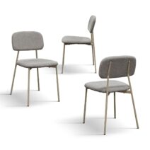 Set di 4 sedie BERLINO in tessuto grigio e gambe in metallo beige