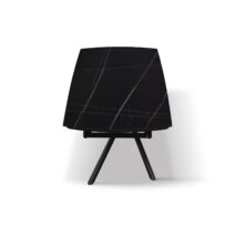 Tavolo BONIFACIO in ceramica nero Sahara e base in metallo verniciato nero, allungabile 140x90 cm - 200x90 cm