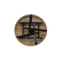 Tavolo rotondo ZARA in legno, finitura rovere rustico e gambe incrociate in metallo nero, allungabile Ø100xH75 cm - 140x100x75 cm