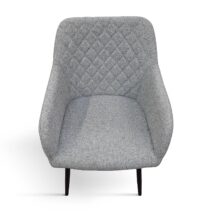 Set di sedie LISBONA in tessuto grigio e gambe in metallo nero, con braccioli