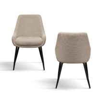 Set di sedie TALLINN in tessuto beige e gambe in metallo nero opaco, con braccioli