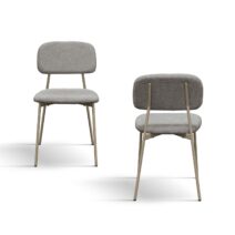 Set di 4 sedie BERLINO in tessuto grigio e gambe in metallo beige