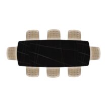 Tavolo BONIFACIO in ceramica nero Sahara e base in metallo verniciato nero, allungabile 140x90 cm - 200x90 cm