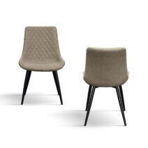 Set di 4 sedie VIENNA in tessuto beige e gambe in metallo nero