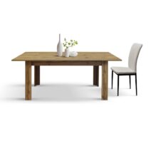 Tavolo ZAGABRIA in legno, finitura rovere rustico, allungabile 140x80 cm - 180x80 cm