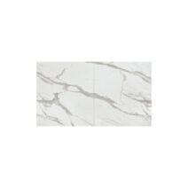 Tavolo CARRARA in legno, finitura bianco statuario e gambe in metallo bianco, allungabile 140x90 cm - 220x90 cm