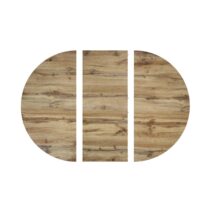 Tavolo rotondo ZARA in legno, finitura rovere rustico e gambe incrociate in metallo nero, allungabile Ø100xH75 cm - 140x100x75 cm