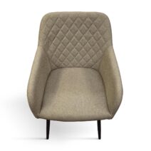 Set di sedie LISBONA in tessuto beige e gambe in metallo nero, con braccioli