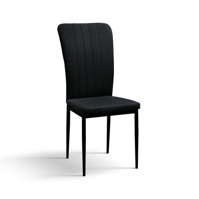 Set di 6 sedie AMSTERDAM in tessuto nero e gambe in metallo nero