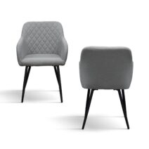 Set di sedie LISBONA in tessuto grigio e gambe in metallo nero, con braccioli