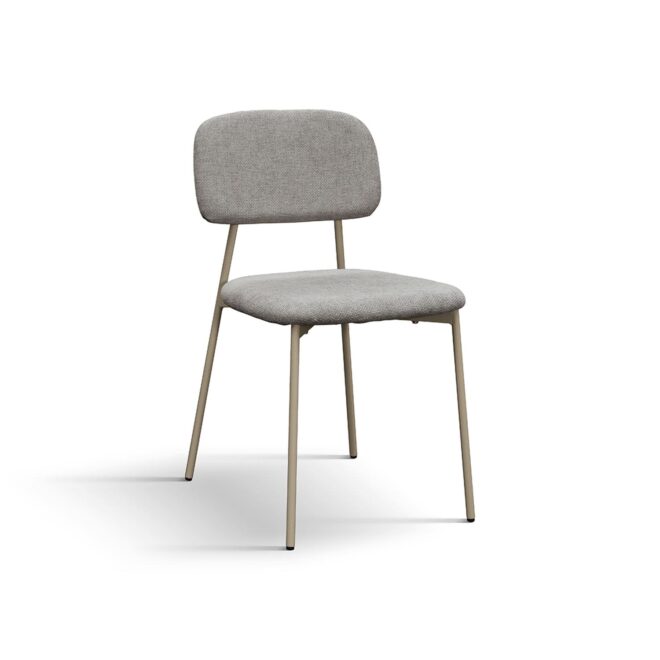 Set di 4 sedie BERLINO in tessuto grigio e gambe in metallo beige
