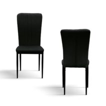 Set di 6 sedie AMSTERDAM in tessuto nero e gambe in metallo nero