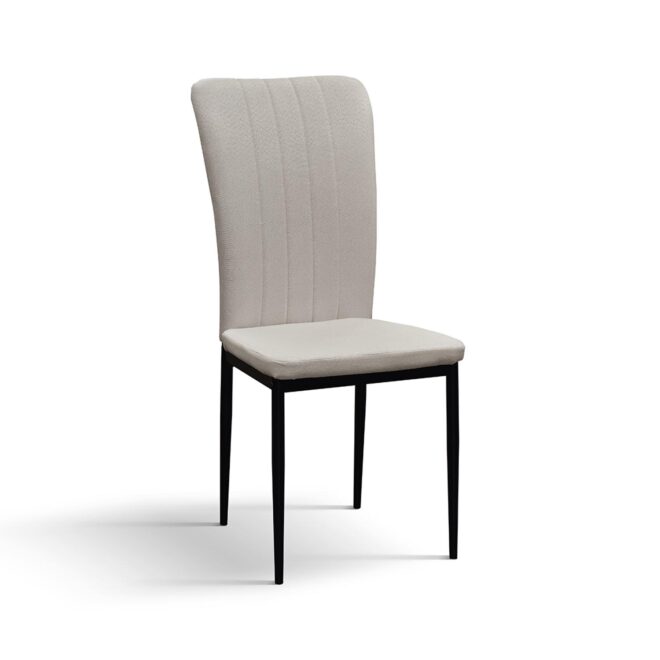 Set di 6 sedie AMSTERDAM in tessuto beige e gambe in metallo nero