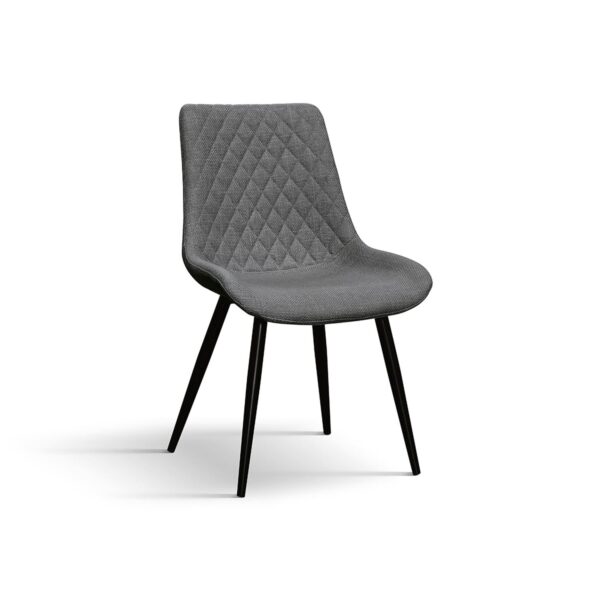 Set di 4 sedie VIENNA in tessuto grigio e gambe in metallo nero