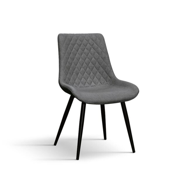 Set di 4 sedie VIENNA in tessuto grigio e gambe in metallo nero