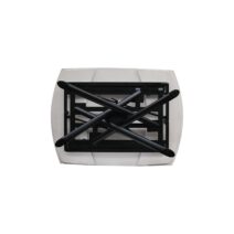 Tavolo BONIFACIO in ceramica bianco statuario e base in metallo verniciato nero, allungabile 120x88 cm - 180x88 cm