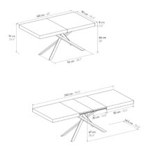 Tavolo FORTE DEI MARMI in legno, finitura bianco statuario e base in metallo bianco, allungabile 140x90 cm - 220x90 cm