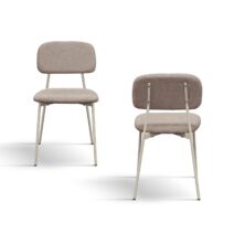 Set di 4 sedie BERLINO in tessuto beige e gambe in metallo beige