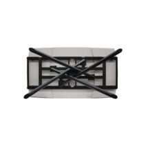 Tavolo BONIFACIO in ceramica bianco statuario e base in metallo verniciato nero, allungabile 140x90 cm - 200x90 cm