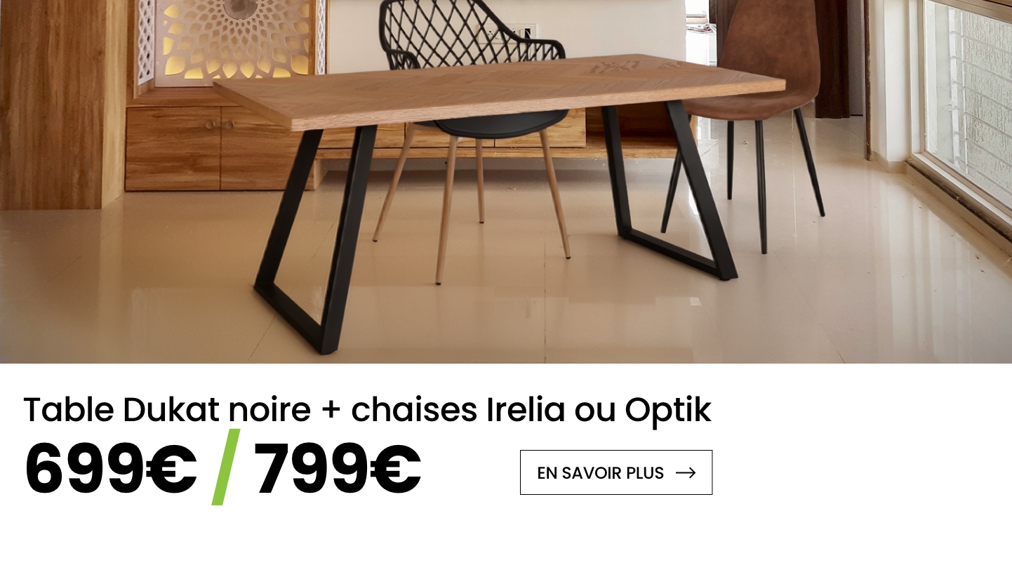Promo Combo: Tavolo Dukat nero + Sedie Irelia o Optik
