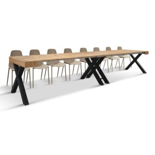 Consolle allungabile CASTIGLIONCELLO in legno effetto rovere rustico e gambe nere 45x90x76 - 402x90x76 cm