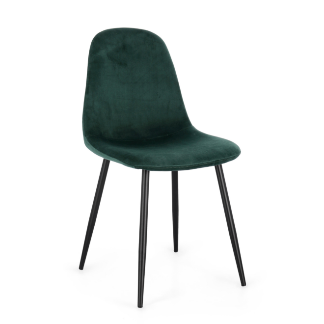 Set di 4 sedie IRELIA effetto velluto verde e gambe in acciaio antracite, 44x53x84 cm